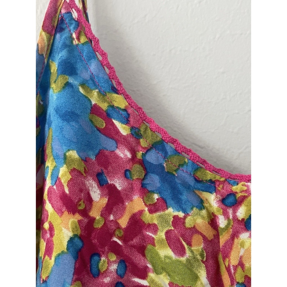 Natural Life Gigi Mini Dress Size M Scalloped Floral Boho Cottage Vacation Beach - Picture 7 of 10